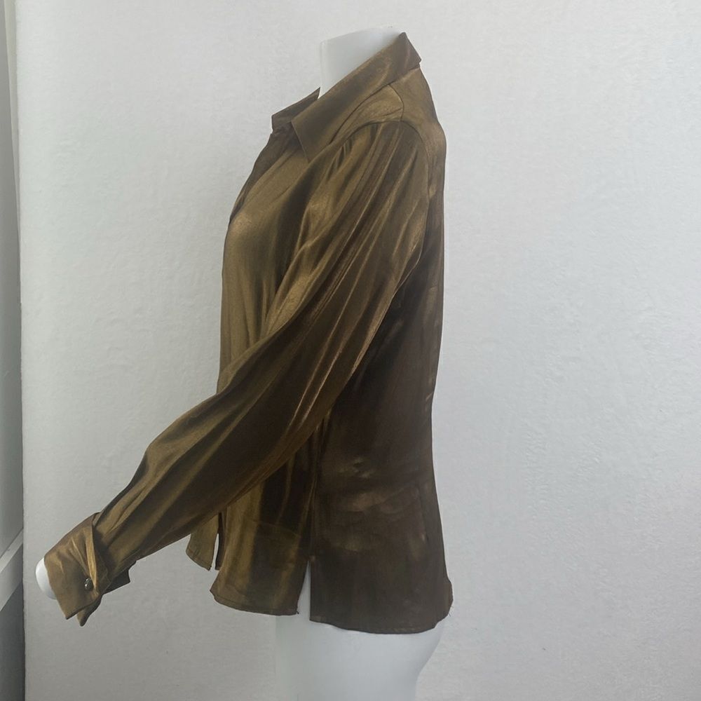 Notations Liquid Gold Button Down Shirt - Picture 2 of 5